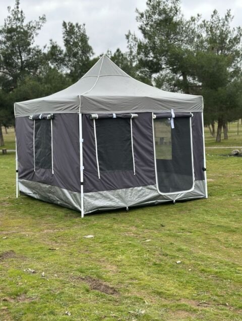 3x3 Gazebo Kamp Çadırı – Antrasit Gri – Erbil Branda