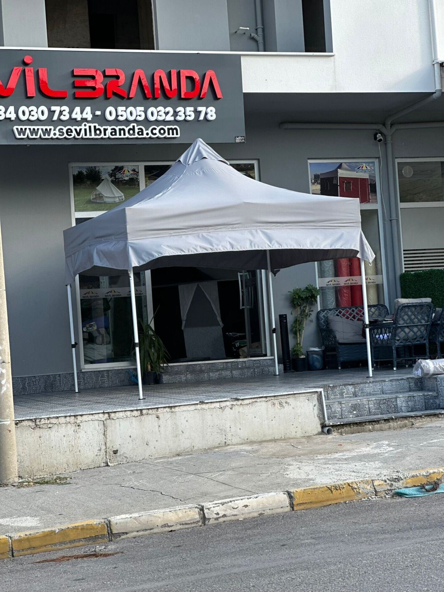3x3 Gazebo Tente Uzun Saçaklı – Ekstra Gölgelik Model