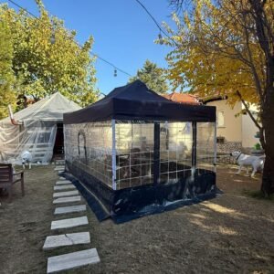 3x4,5 Gazebo Kış Bahçesi Kare Desenli – Geniş Katlanır Model – Erbil Branda